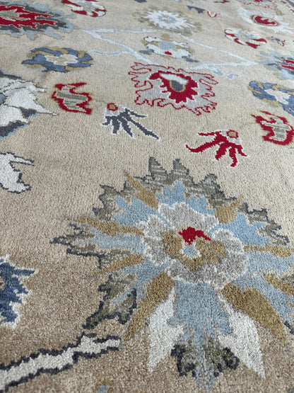 Hand Knotted Oushak Traditional Wool Rug, Living Room 9 x 12 Rug - Nuvé