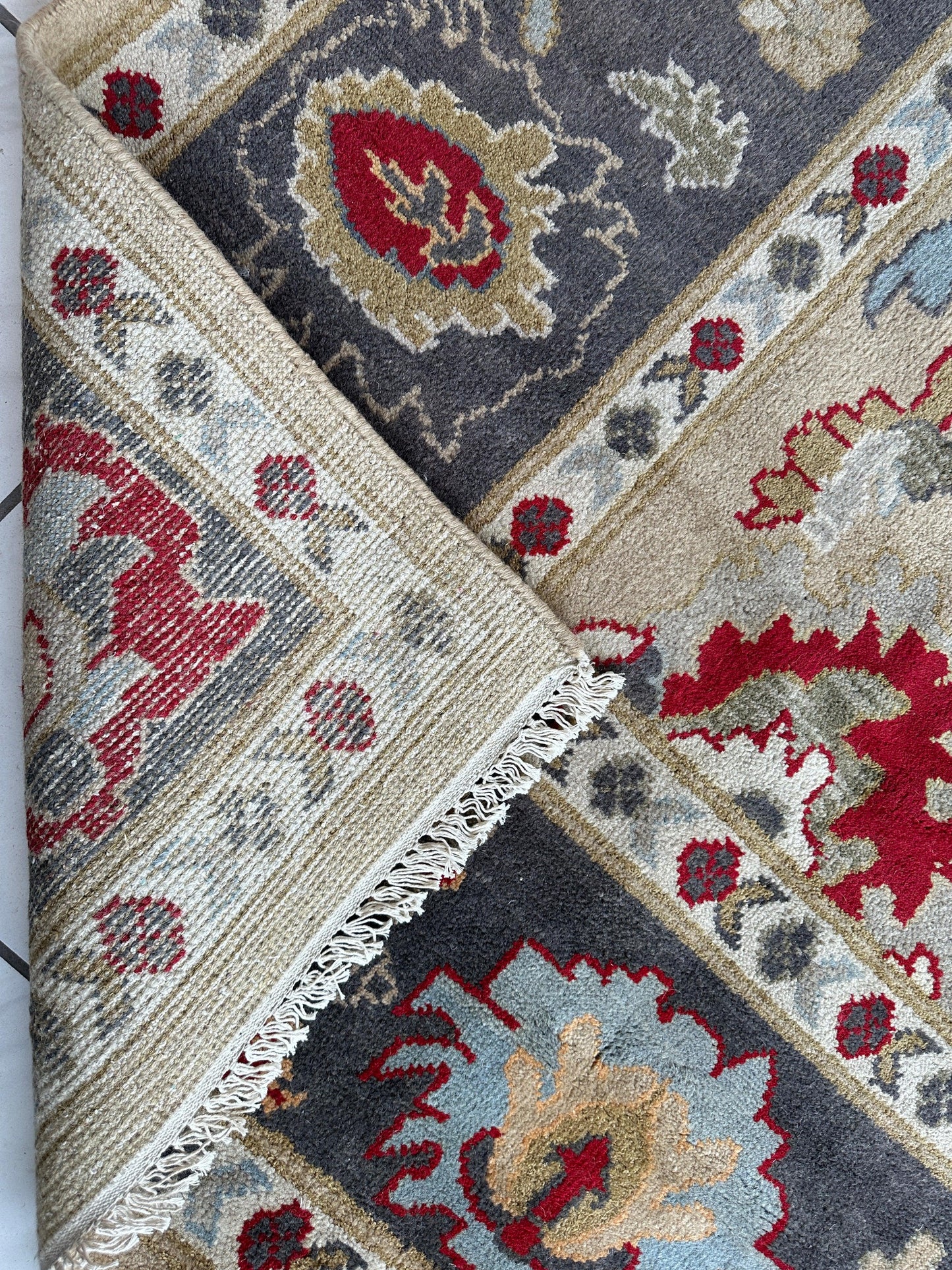 Hand Knotted Oushak Traditional Wool Rug, Living Room 9 x 12 Rug - Nuvé