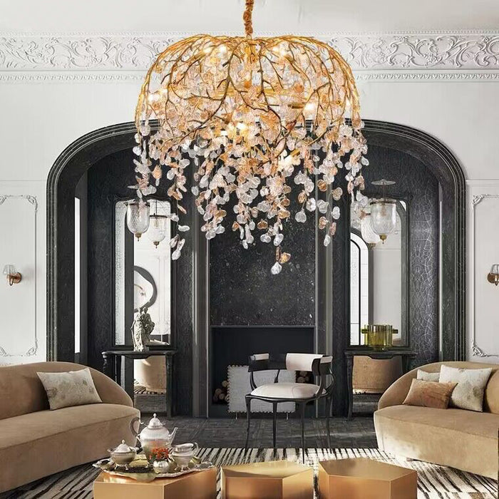 Idyllic Glass Leaves Chandelier - Nuvé