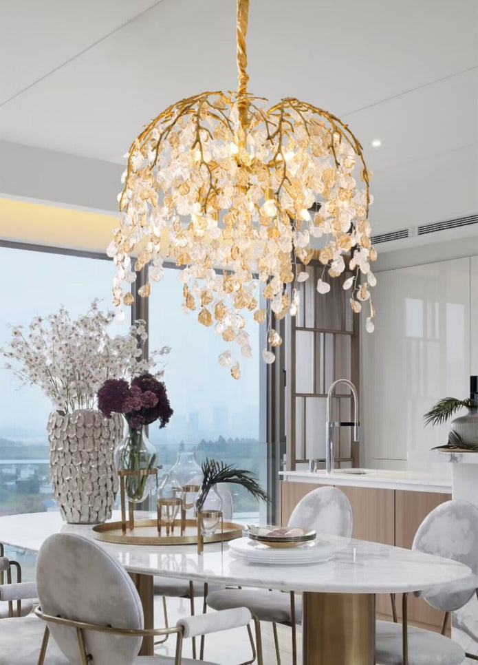 Idyllic Glass Leaves Chandelier - Nuvé