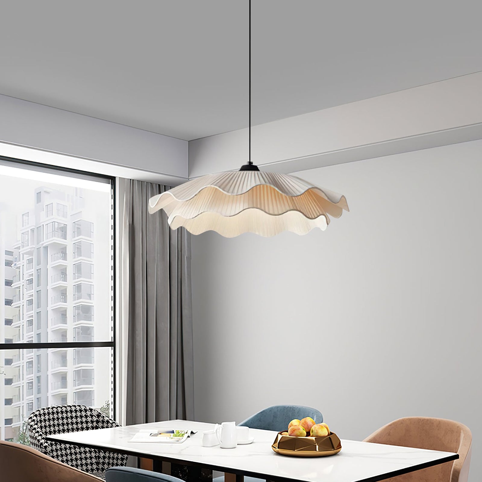 Isabella Flower Pendant Light by korewolamp featuring a floral design, hanging fixture with decorative petals and warm lighting.