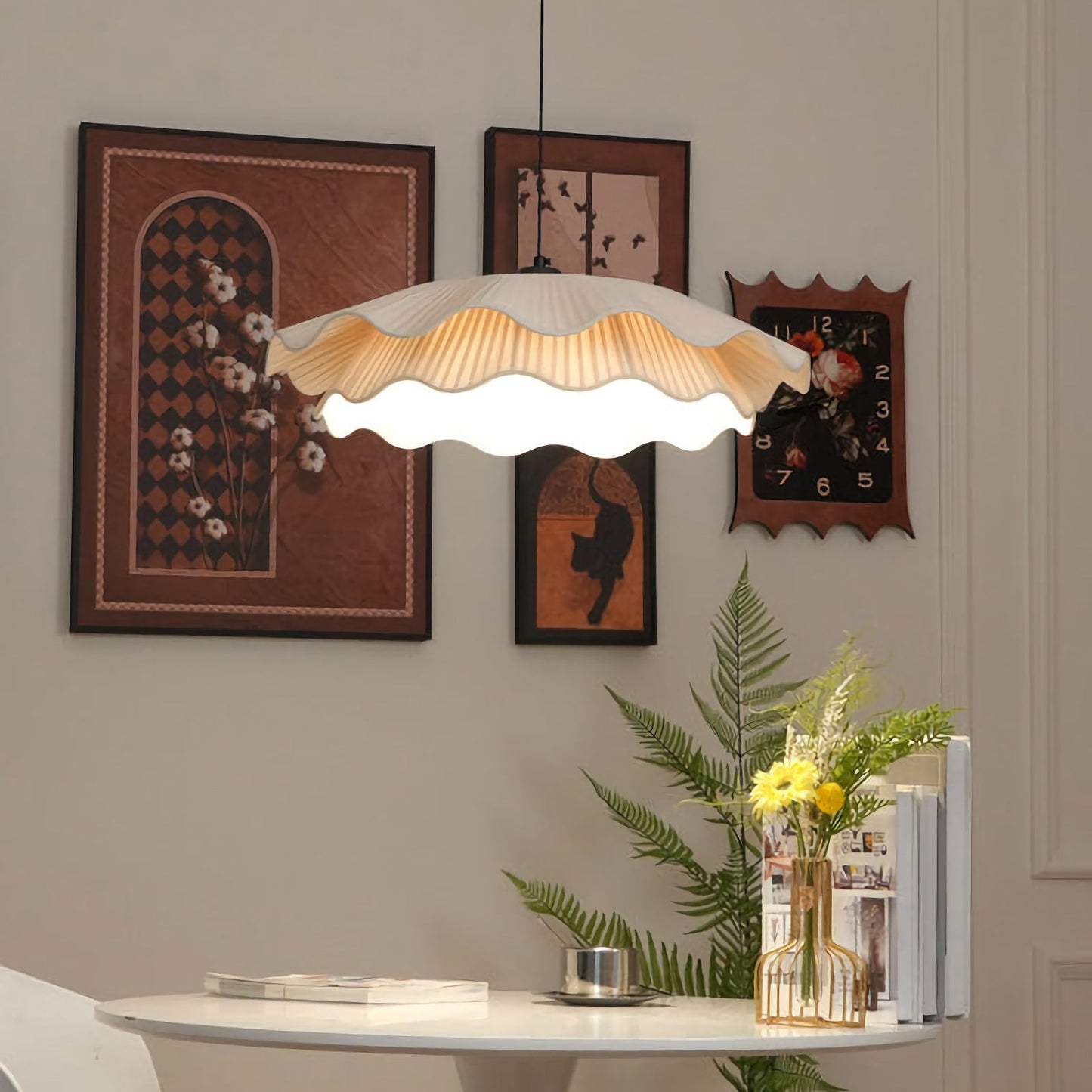 Korewolamp Isabella Flower Pendant Light hanging with a floral-inspired design and soft illumination, ideal for stylish interior decor.