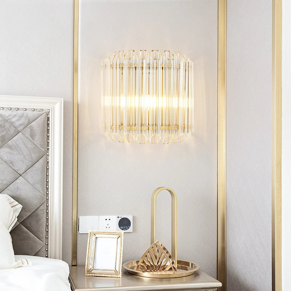 Modern Crystal Rod Brass Wall Sconce - Nuvé