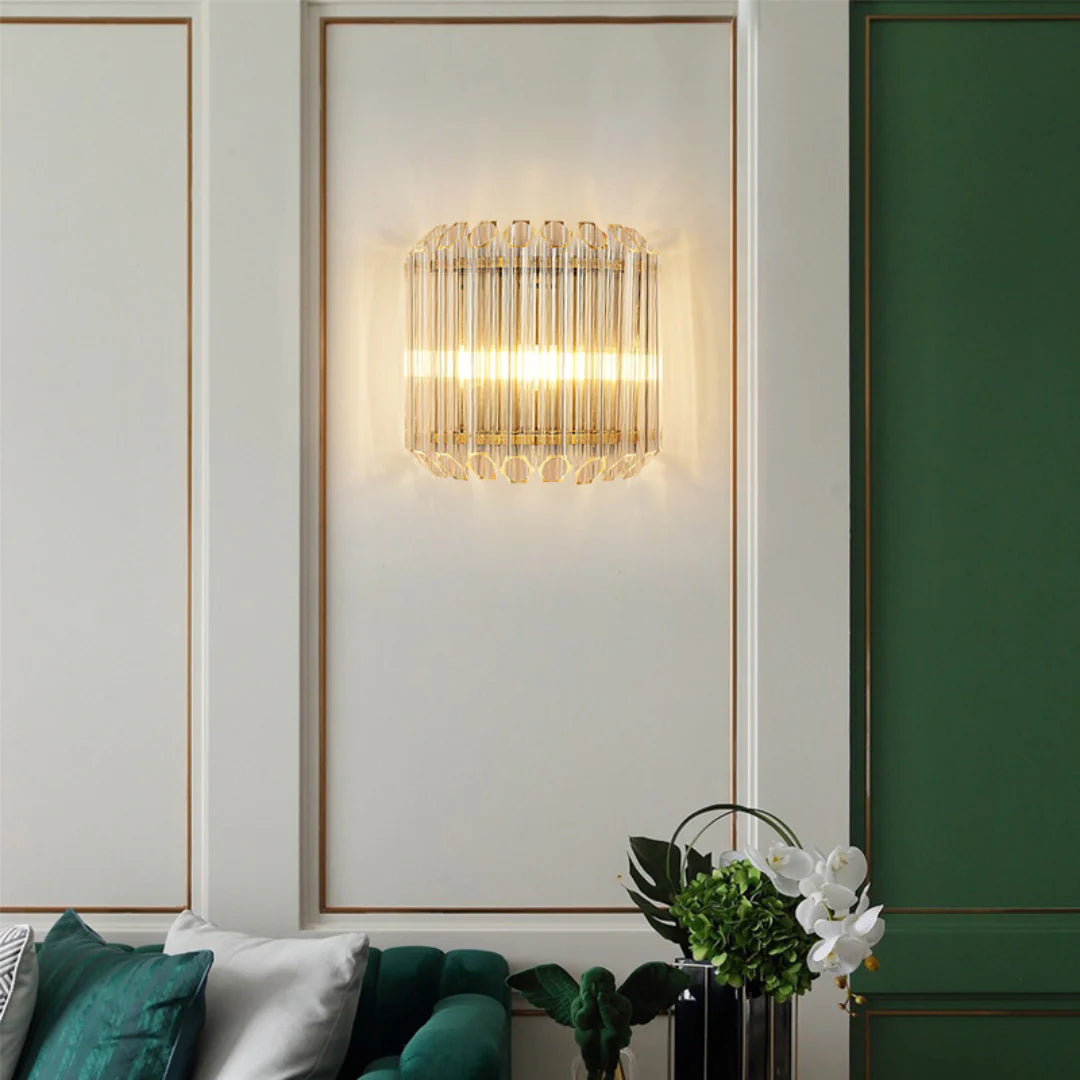 Modern Crystal Rod Brass Wall Sconce - Nuvé