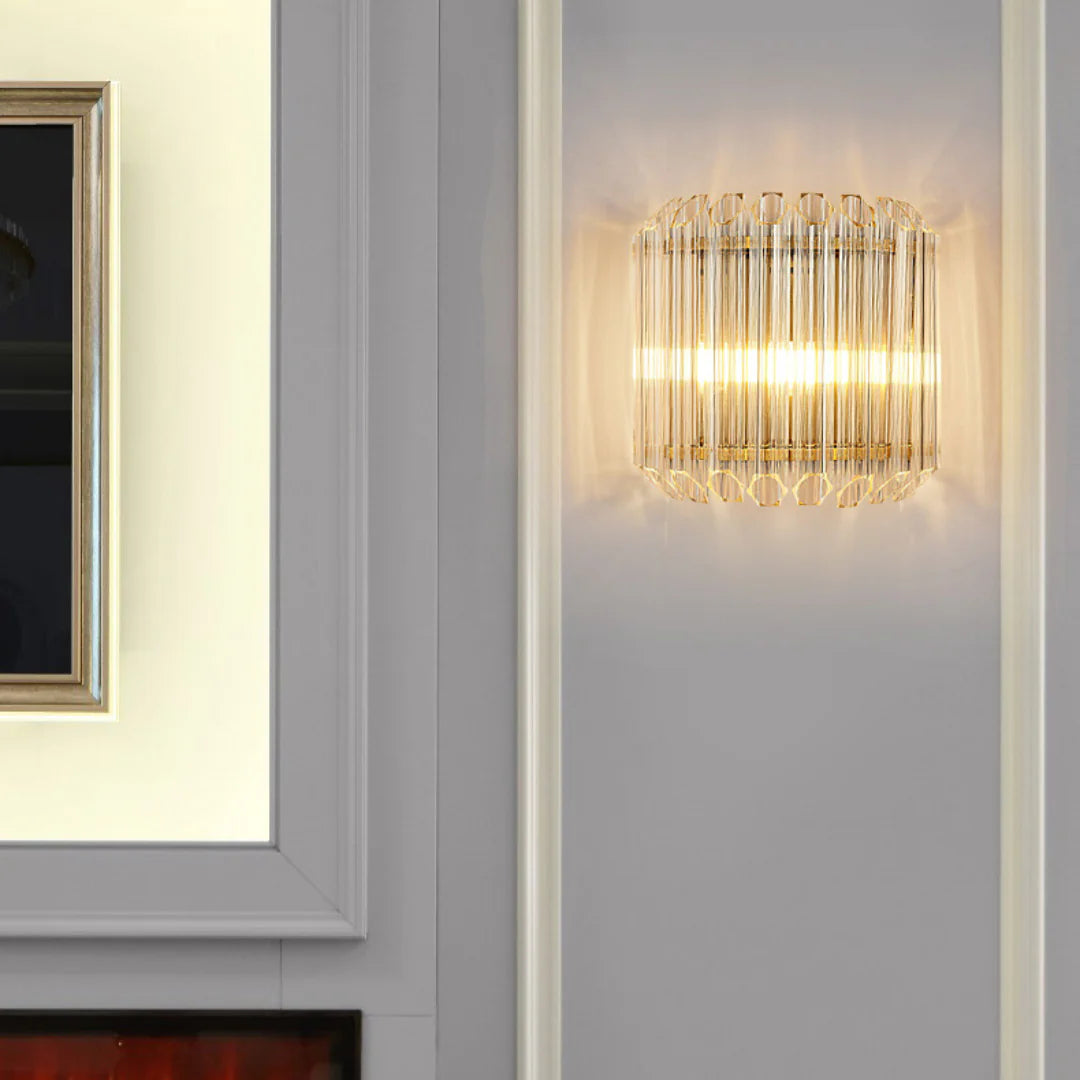 Modern Crystal Rod Brass Wall Sconce - Nuvé