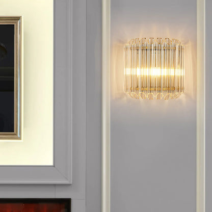 Modern Crystal Rod Brass Wall Sconce - Nuvé