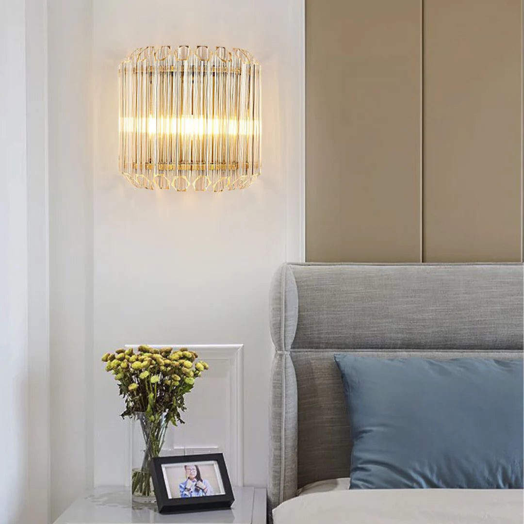 Modern Crystal Rod Brass Wall Sconce - Nuvé