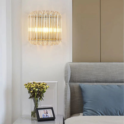Modern Crystal Rod Brass Wall Sconce - Nuvé