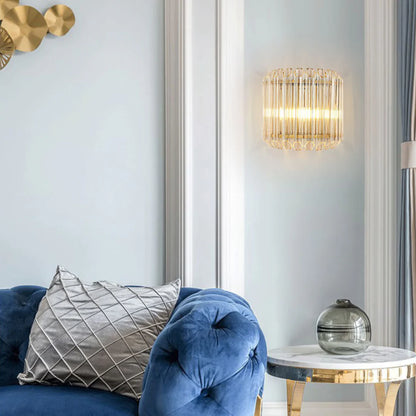 Modern Crystal Rod Brass Wall Sconce - Nuvé