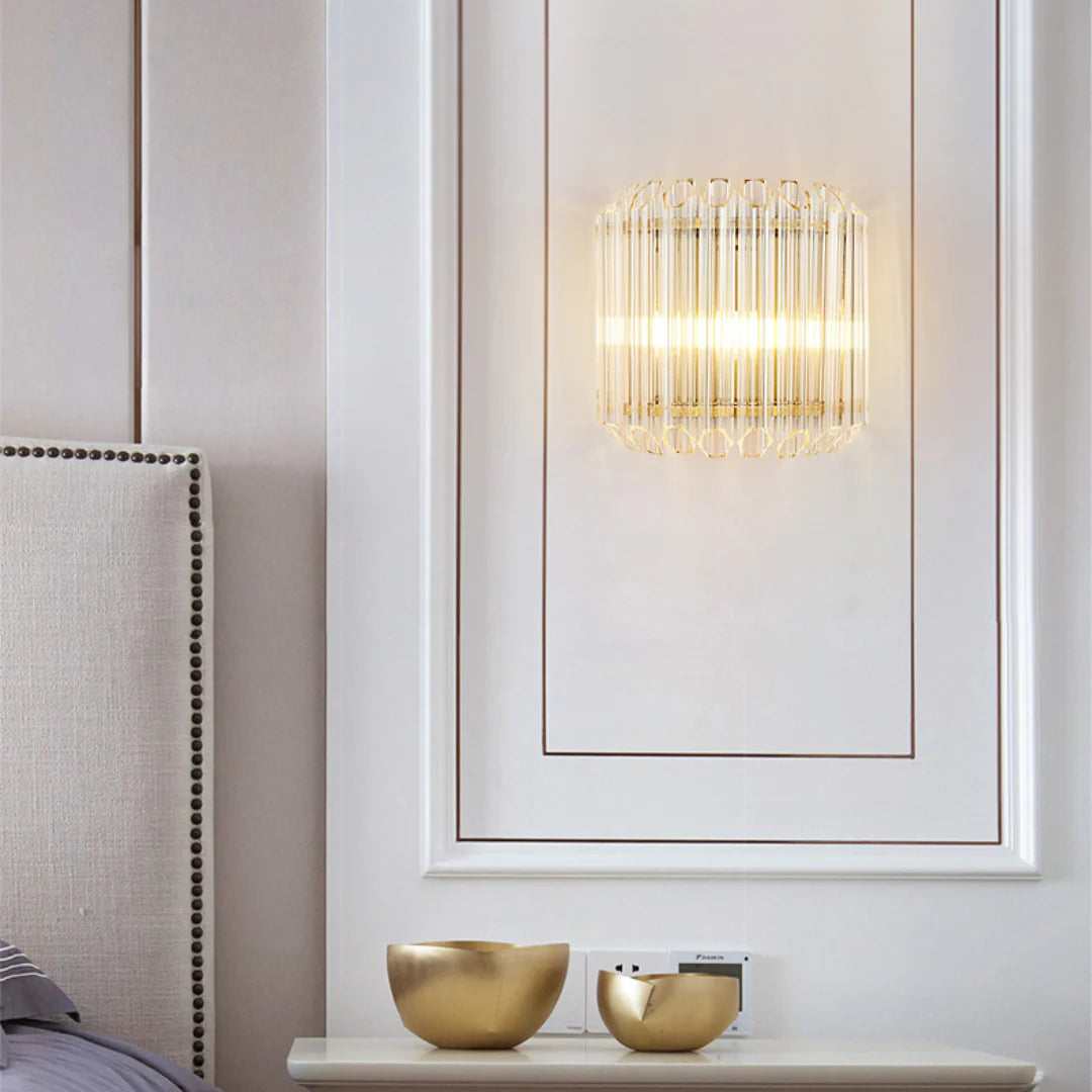 Modern Crystal Rod Brass Wall Sconce - Nuvé