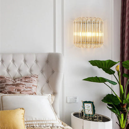 Modern Crystal Rod Brass Wall Sconce - Nuvé
