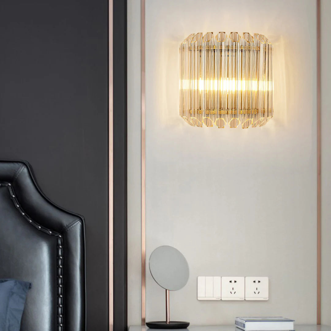 Modern Crystal Rod Brass Wall Sconce - Nuvé