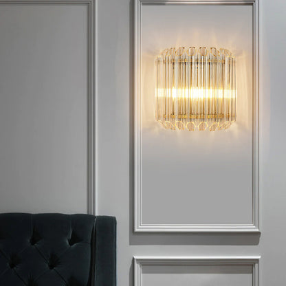 Modern Crystal Rod Brass Wall Sconce - Nuvé