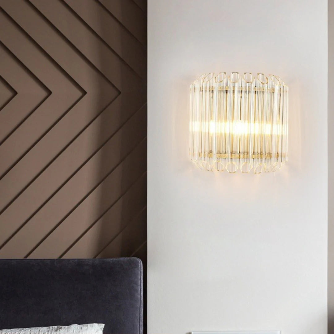 Modern Crystal Rod Brass Wall Sconce - Nuvé