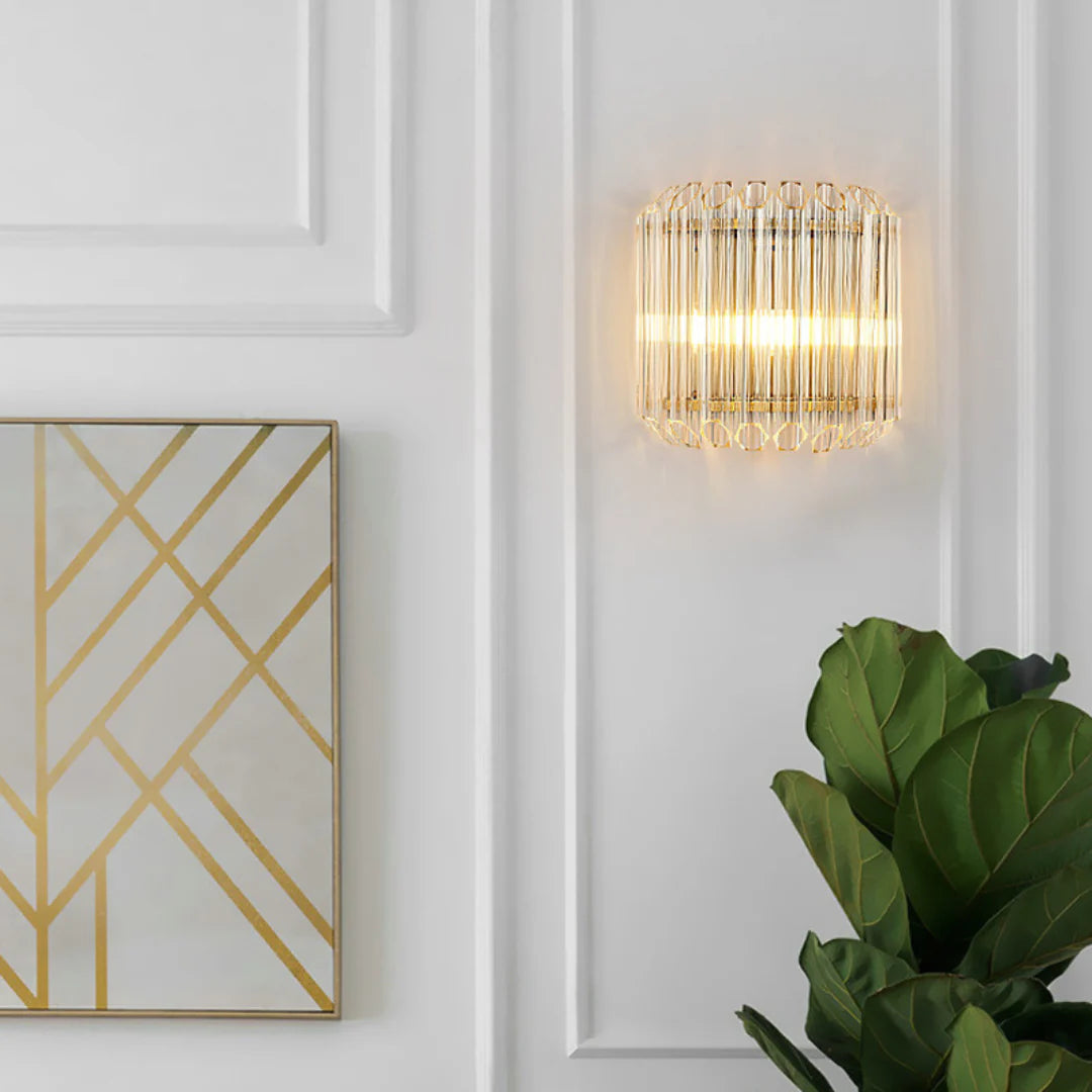 Modern Crystal Rod Brass Wall Sconce - Nuvé