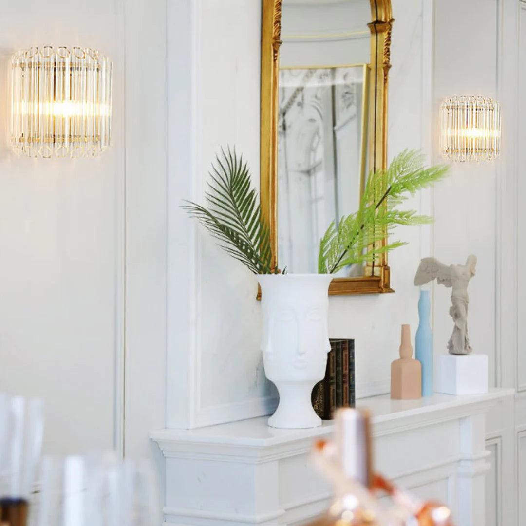 Modern Crystal Rod Brass Wall Sconce - Nuvé