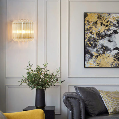 Modern Crystal Rod Brass Wall Sconce - Nuvé