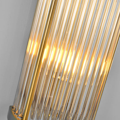 Korewolamp Jadssox crystal column wall light with sleek modern design and clear glass crystal accents on a wall.