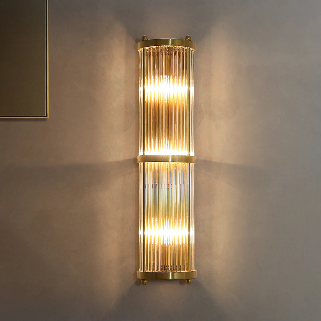 Korewolamp Jadssox crystal column wall light with sleek modern design and clear glass or crystal details.