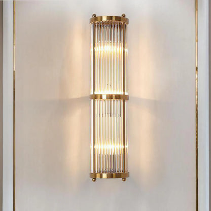 Korewolamp Jadssox crystal column wall light with sleek modern design and clear glass crystal accents.
