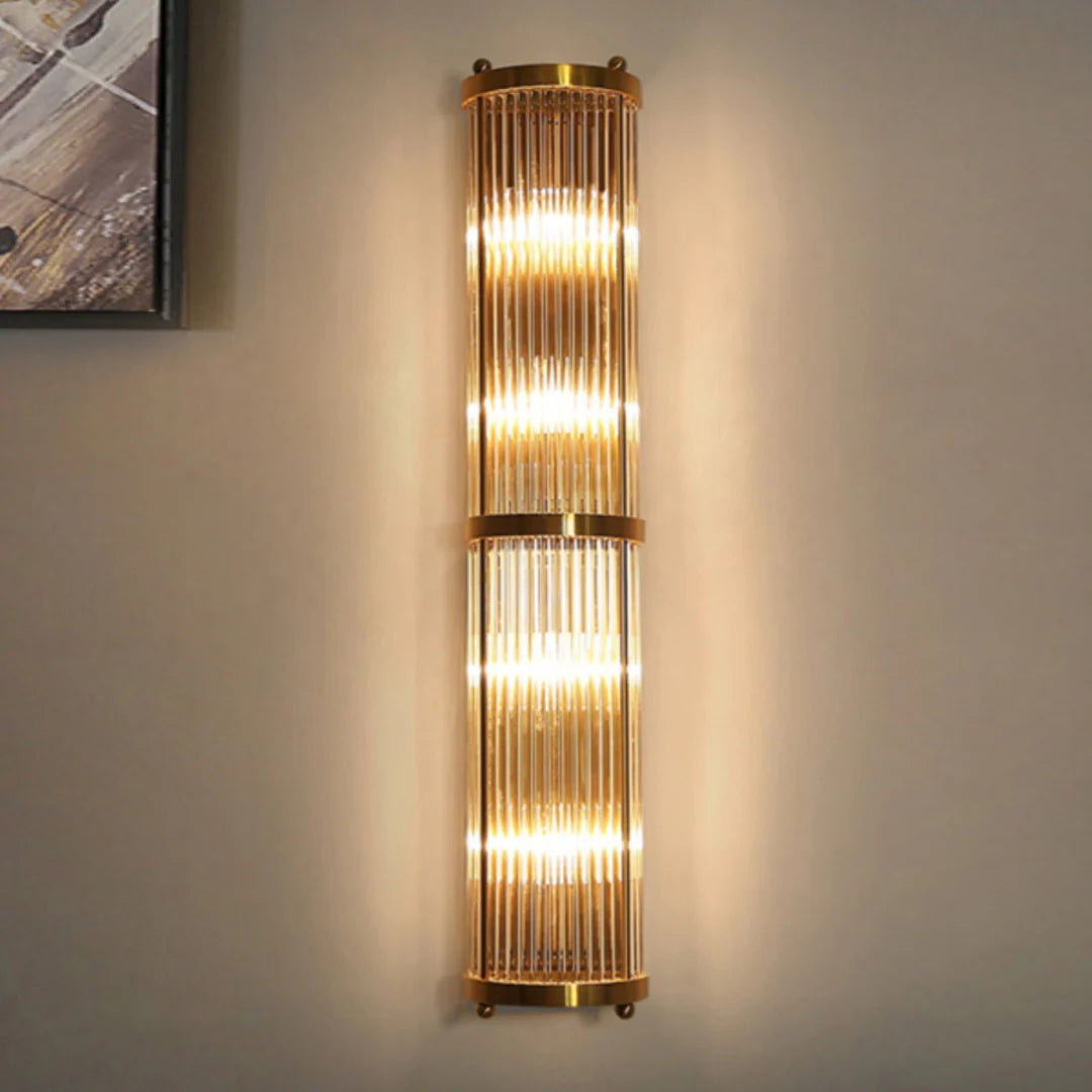 Korewolamp Jadssox crystal column wall light, modern wall lamp with clear crystal accents and sleek design for interior lighting.