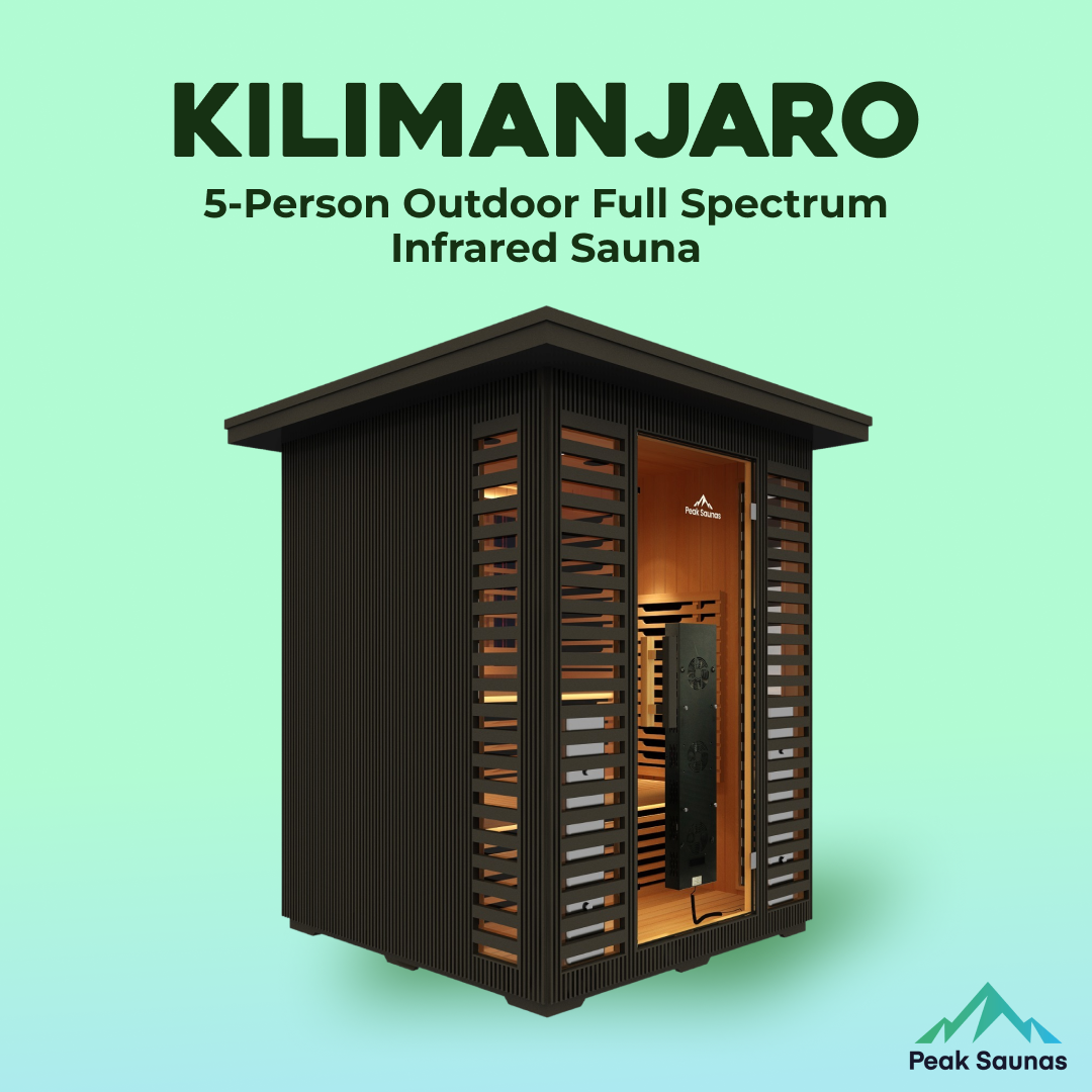 Peak Saunas Kilimanjaro 5-Person Outdoor Full Spectrum Infrared Sauna with XL Medical-Grade Red Light Therapy and Smart WiFi App Control - Nuvé