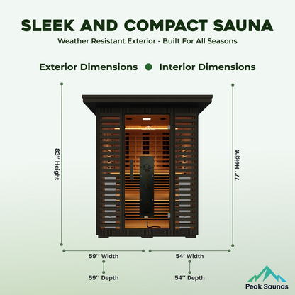 Peak Saunas Kilimanjaro 5-Person Outdoor Full Spectrum Infrared Sauna with XL Medical-Grade Red Light Therapy and Smart WiFi App Control - Nuvé