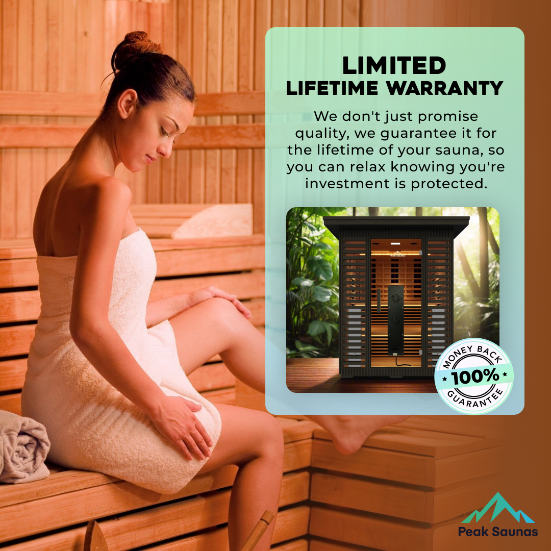 Peak Saunas Kilimanjaro 5-Person Outdoor Full Spectrum Infrared Sauna with XL Medical-Grade Red Light Therapy and Smart WiFi App Control - Nuvé
