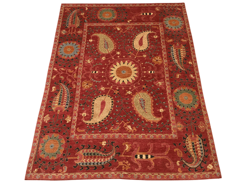 Suzani with Genuine Silk (9'02"x12'01") red - Nuvé
