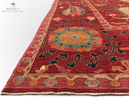 Suzani with Genuine Silk (9'02"x12'01") red - Nuvé
