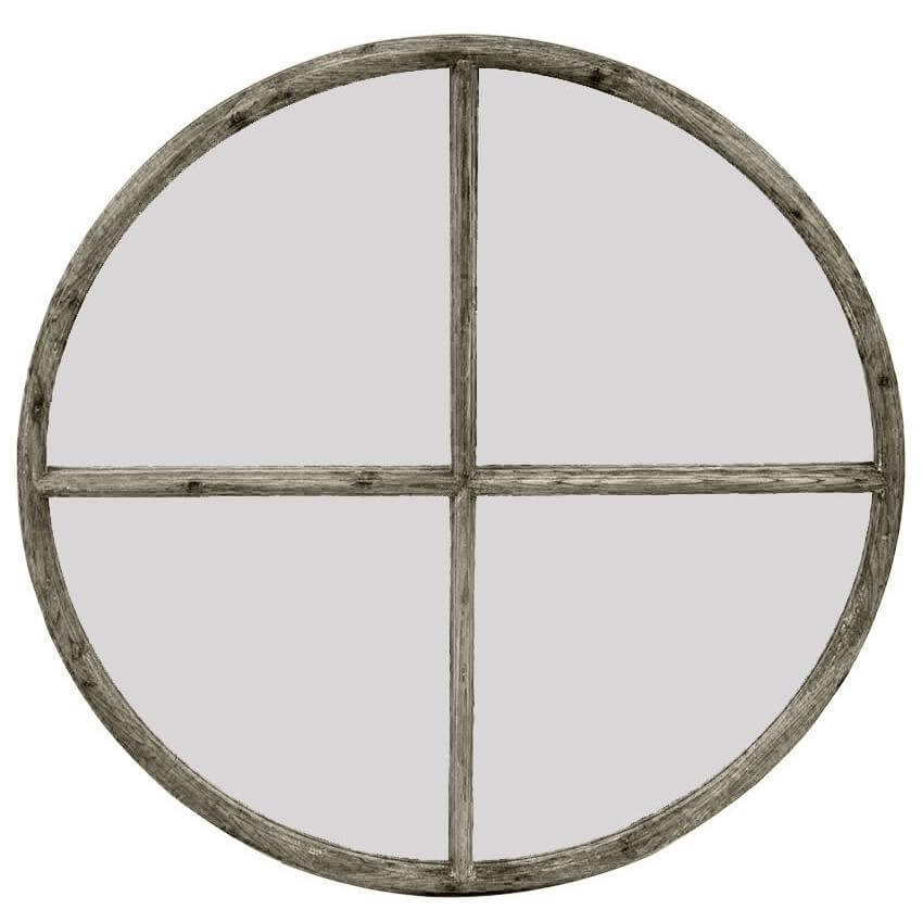 Large Round Wood Vintage Wall Mirror - Nuvé