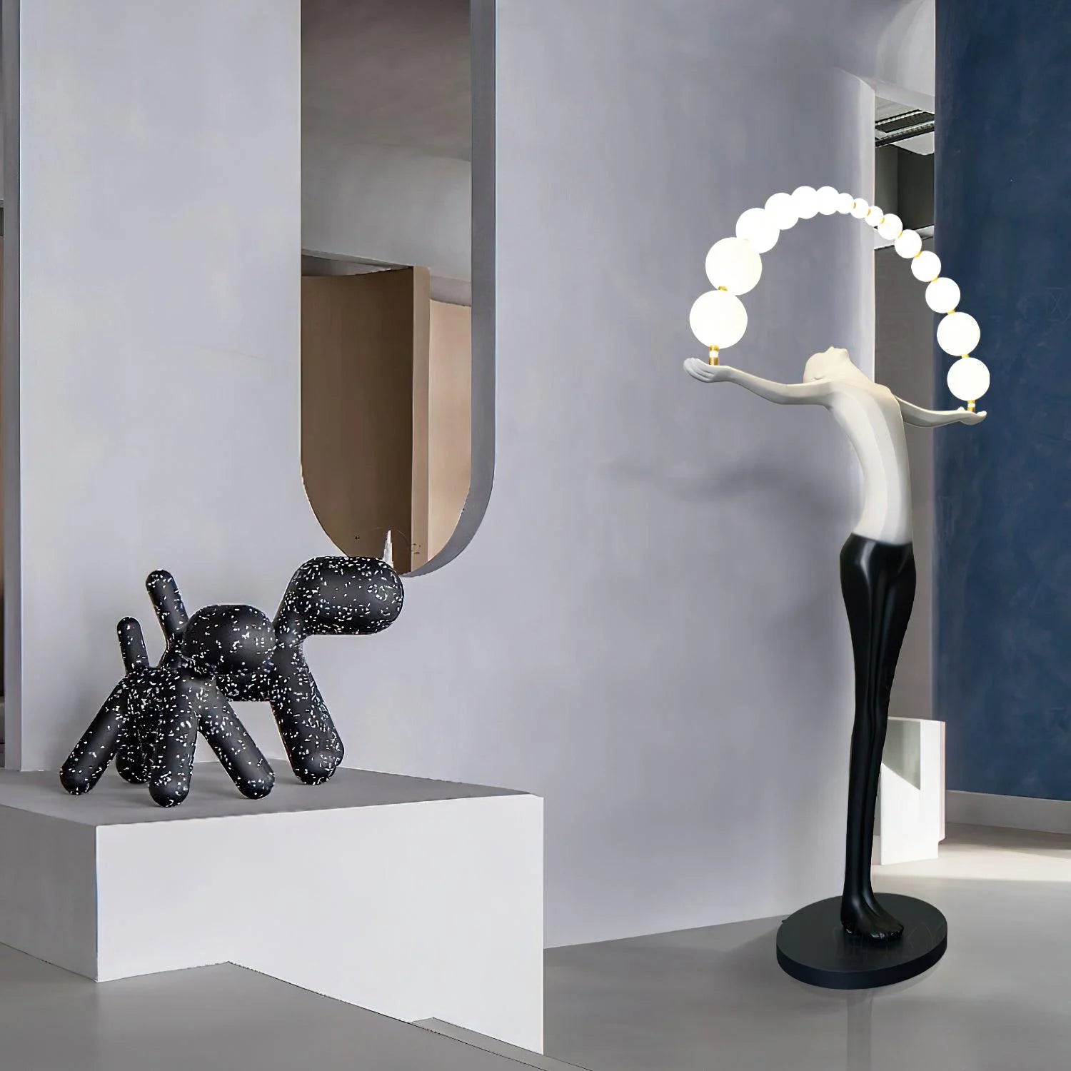 Liberty sculpture floor lamp by korewolamp featuring a detailed sculptural design and a tall, modern standing lamp silhouette.