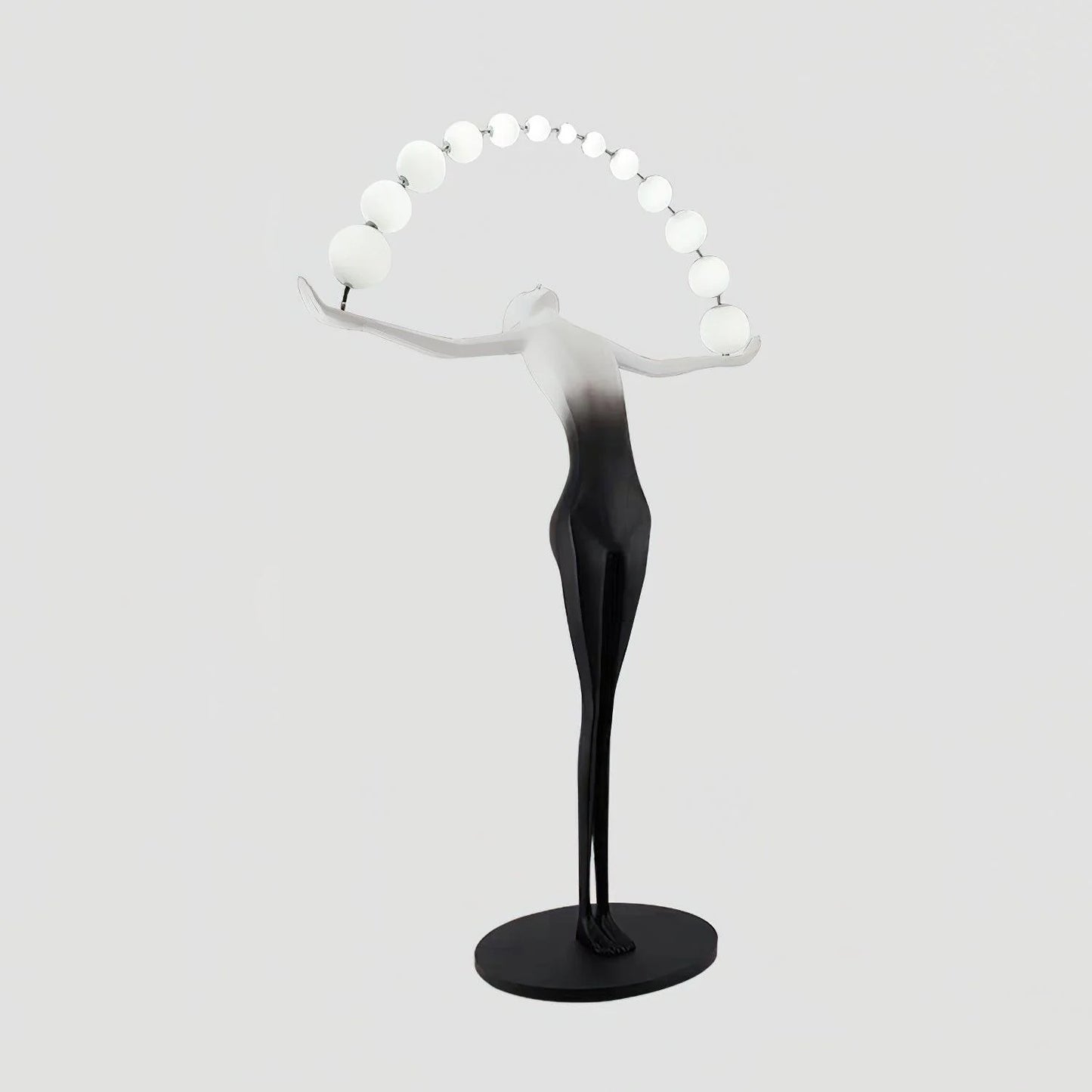 Korewolamp Liberty sculpture floor lamp with artistic metal figure design and adjustable height, modern lighting for living spaces.