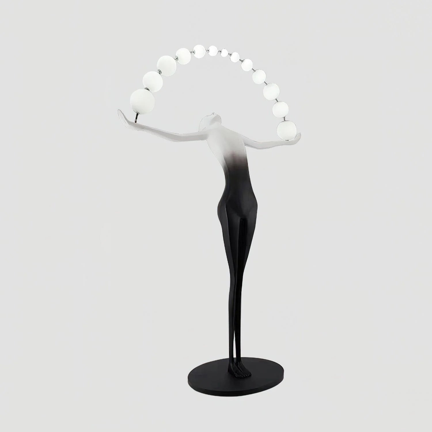Korewolamp Liberty sculpture floor lamp with artistic metal figure design and adjustable height, modern lighting for living spaces.