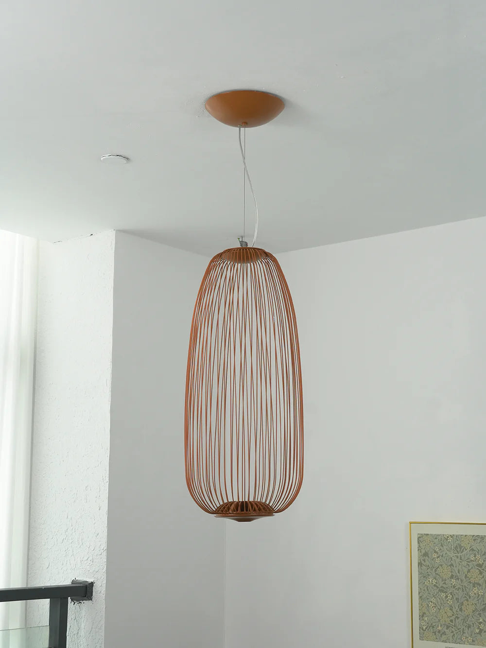 Lightweight spokes cage pendant lamp by korewolamp, modern pendant light with open spokes design, ideal for contemporary interiors.