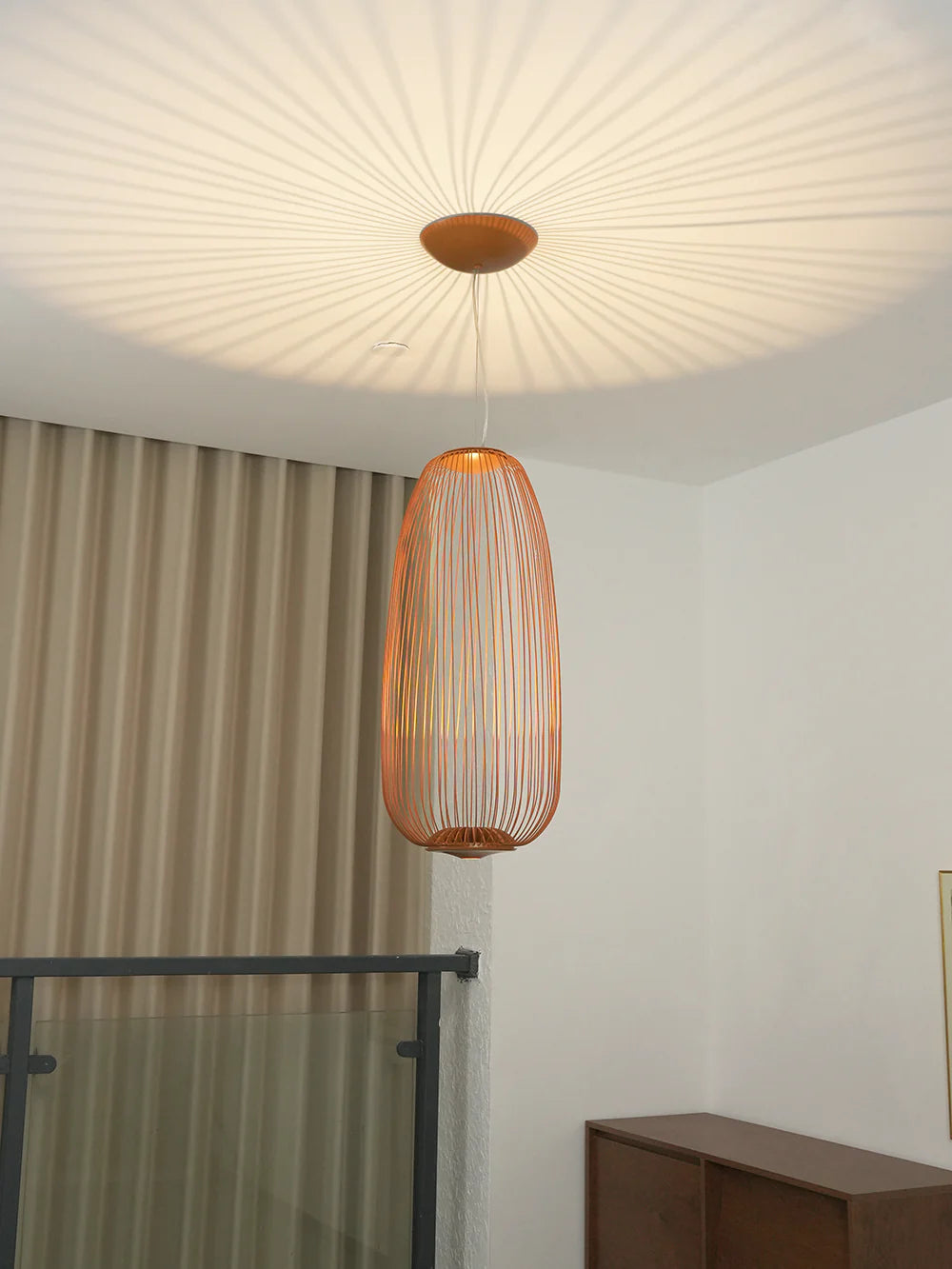 Lightweight spokes-shaped cage pendant lamp by korewolamp, featuring a modern design and open geometric metal frame for stylish lighting.