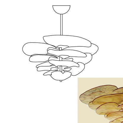 Leaf-Shaped Amber Textured Glass Chandelier - Nuvé