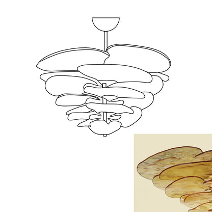 Leaf-Shaped Amber Textured Glass Chandelier - Nuvé