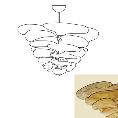 Leaf-Shaped Amber Textured Glass Chandelier - Nuvé