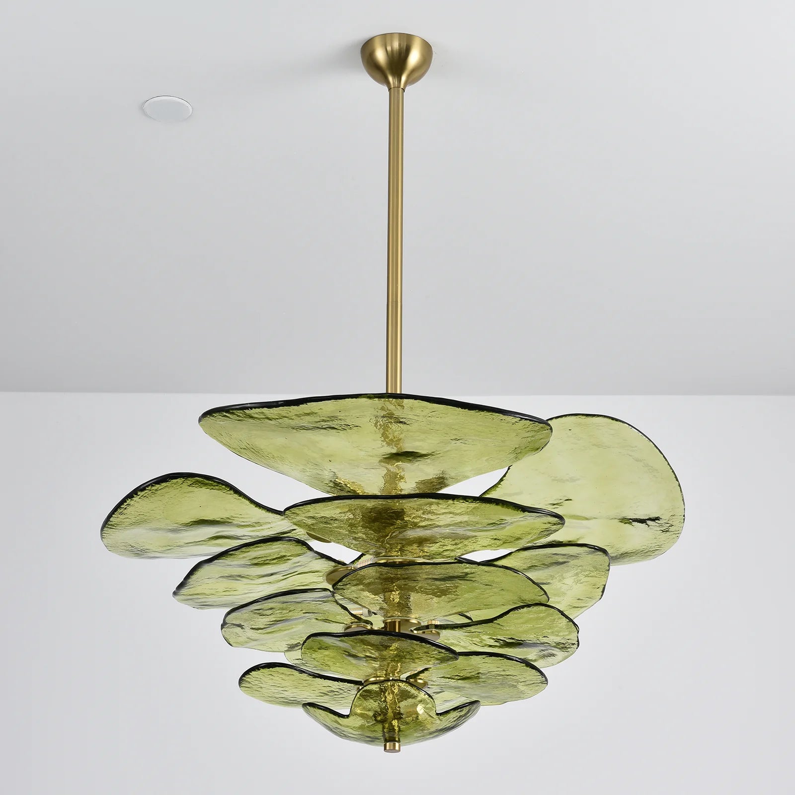 Leaf Shaped Green Textured Glass Chandelier - Nuvé