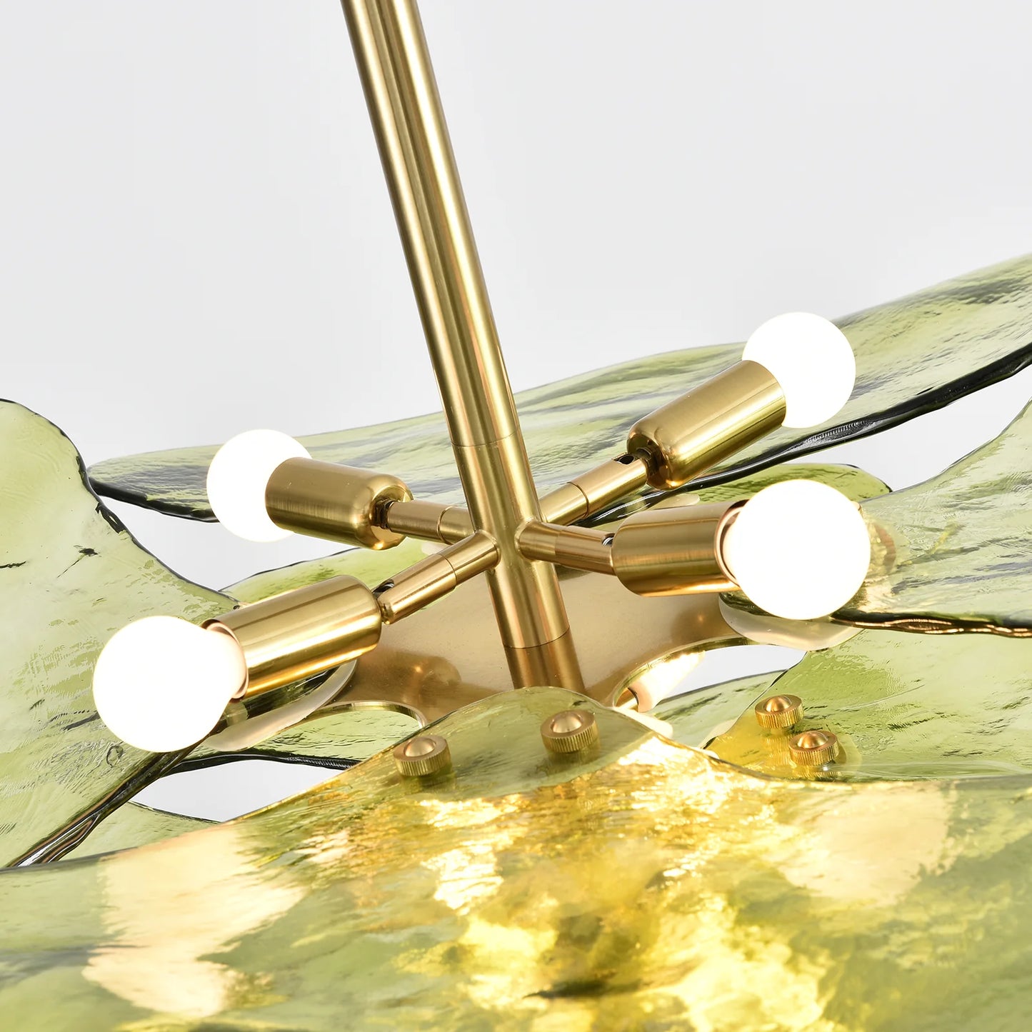Leaf-Shaped Green Textured Glass Chandelier - Nuvé