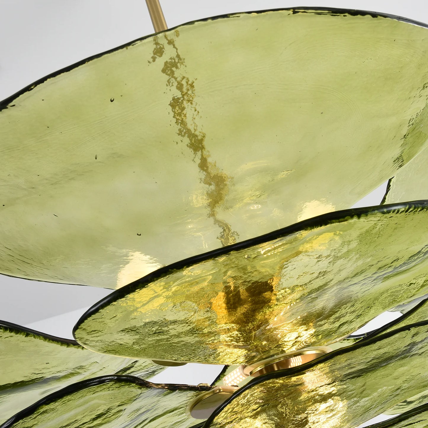 Leaf-Shaped Green Textured Glass Chandelier - Nuvé