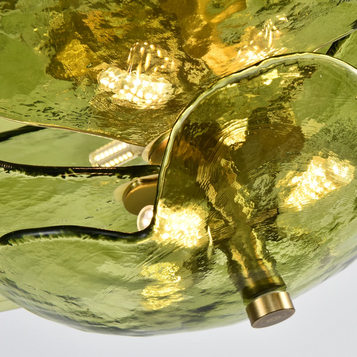 Leaf-Shaped Green Textured Glass Chandelier - Nuvé