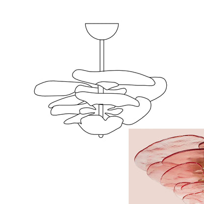 Leaf-Shaped Pink Textured Glass Chandelier - Nuvé