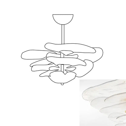 Leaf-Shaped White Textured Glass Chandelier