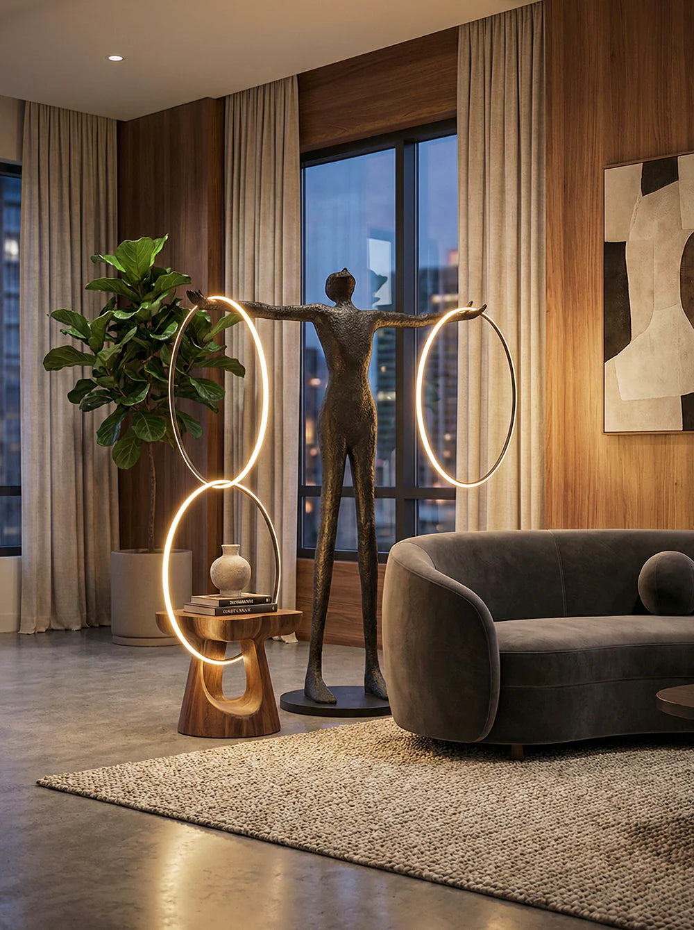 Liva Sculpture Ring Figure Floor Lamp - Nuvé