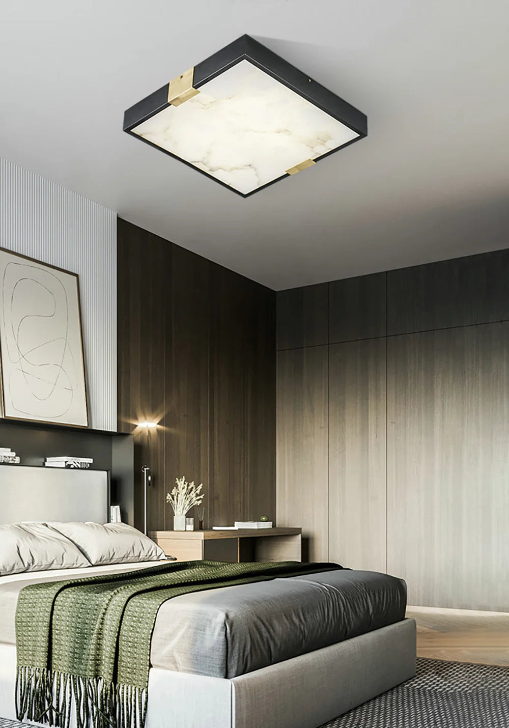 Square Lucien Alabaster Ceiling Light - Nuvé
