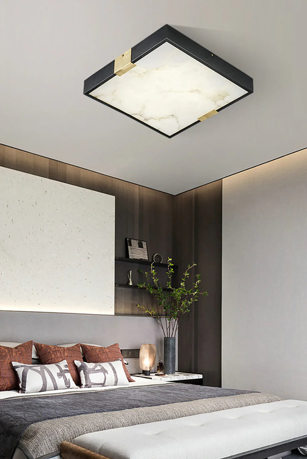 Square Lucien Alabaster Ceiling Light - Nuvé