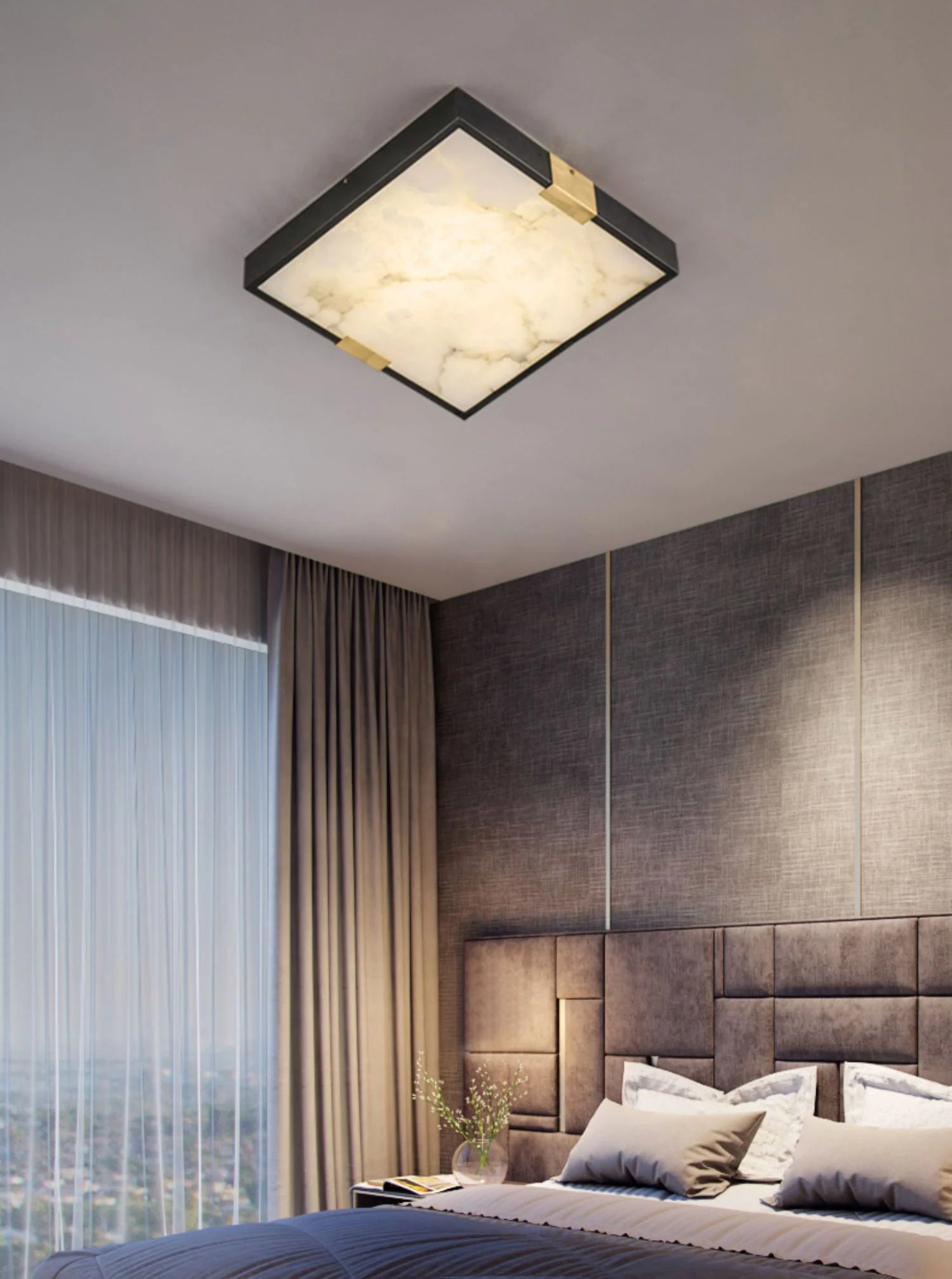 Square Lucien Alabaster Ceiling Light - Nuvé
