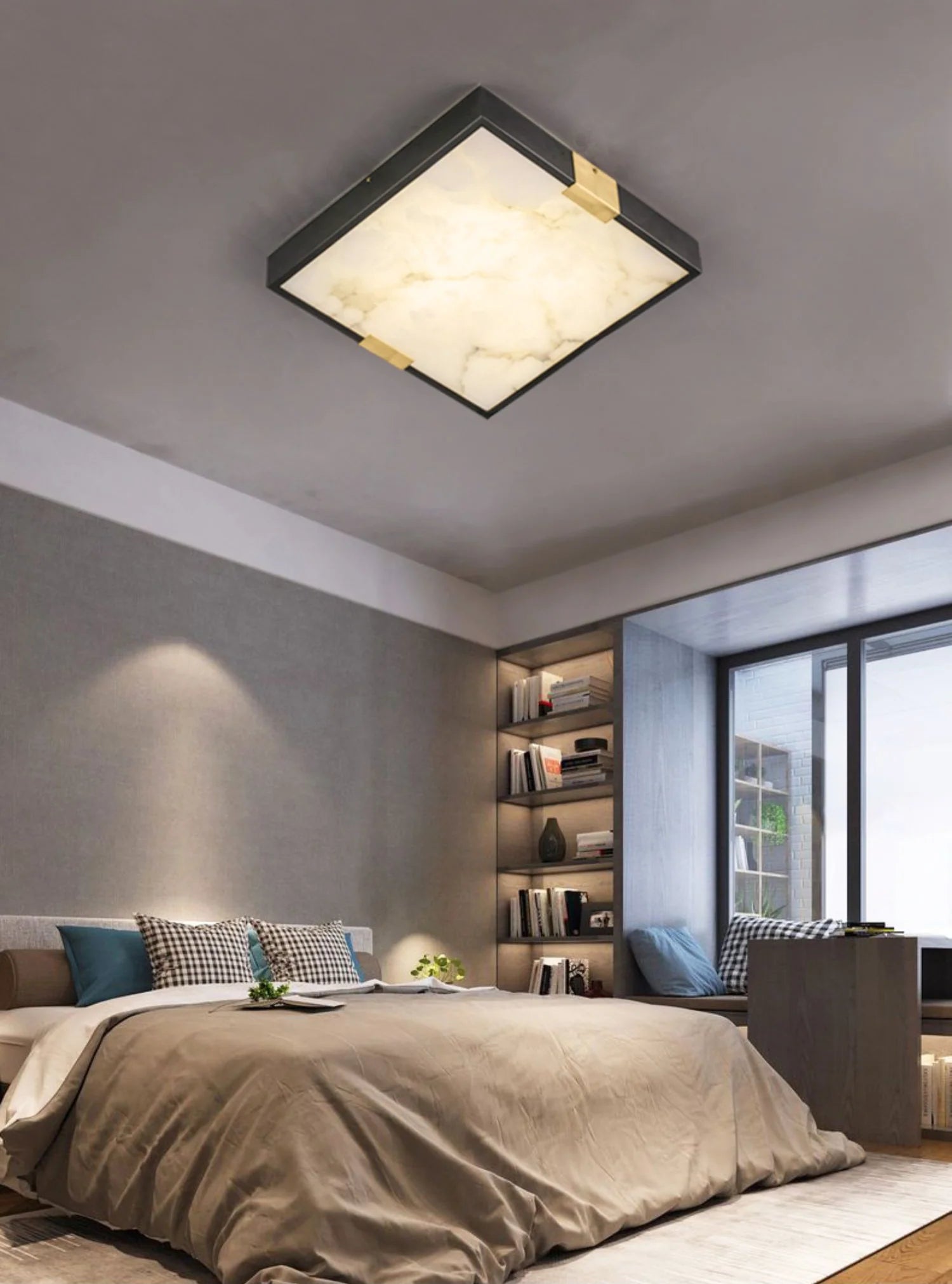 Square Lucien Alabaster Ceiling Light - Nuvé